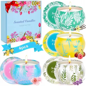 Svíčka Vonné sójové svíčky 4 kusy pro jógu, relaxaci a navození atmosféry