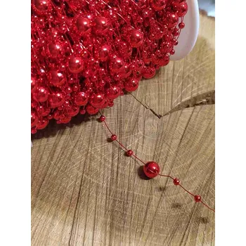 Korálek Korálky na silonu barva červená délka 3 metry