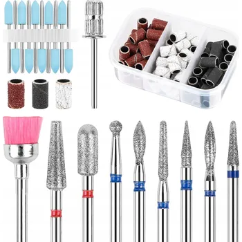 ZESTAW FREZÓW DO PAZNOKCI 75x TULEJKI FREZY PRO GELOVÉ NEHTY KŮŽIČKY MANIKÚRU PEDIKÚRU