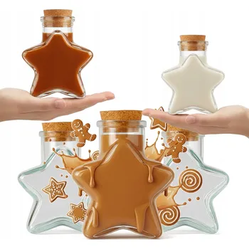 Sklenice 5x Skleněná lahvička/nádobka STAR 150 ml Skleněná hvězda na alkohol Svatební Hostina