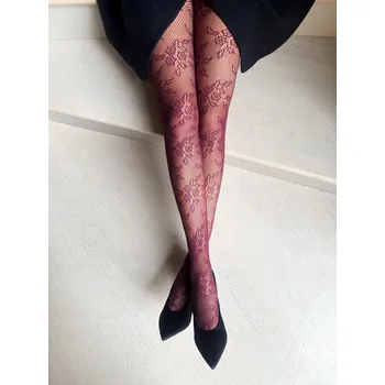 Dámské punčochy Vzorované Punčocháče Veneziana GIA 20 DEN fialové BORDEAUX, velikost 1/2