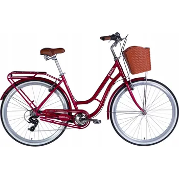 Městské kolo Městské kolo Dorozhnik CORAL Vbr s volnoběžkou, rám 19 palců, kolo 28", červené