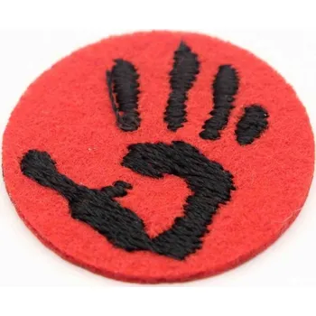 Nášivka Nažehlovací záplata - obtisk ruky - červená - průměr 2,7 cm