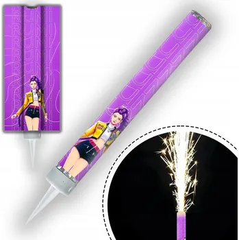 Dortová svíčka DORTOVÁ FONTÁNA DEMON HUNTERS LOVKYNĚ DÉMONŮ K-POP PRSKAVKA SVÍČKA 12cm