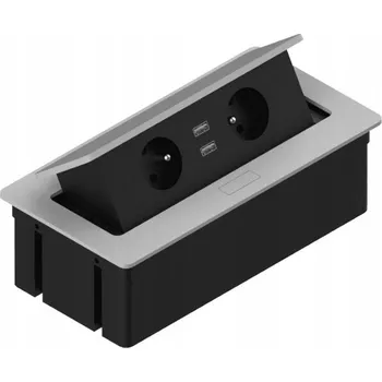 Elektrická zásuvka Elektrická Zásuvka , USB na pracovní desku, stříbrná Rejs