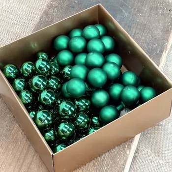 Vánoční dekorace Vánoční Baňky na drátku zelené 3 cm - 72 kusů ve zlaté krabičce
