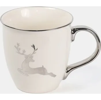 Stolování Sinsay - Vánoční keramický hrnek s motivem jelena a lesklými detaily - sříbrná - 058GI-SLV - 058GI-SLV-ONE