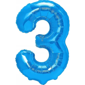 Balónek Fóliový balónek ČÍSLICE Věk 3 roky MODRÝ NAROZENINY