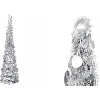 Vánoční stromek Skládací umělý vánoční stromek, stříbrný, 180 cm, PET