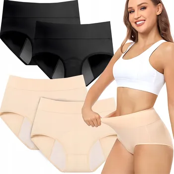 Kalhotky 4x MENSTRUAČNÍ KALHOTKY Bavlna Dámské s Vysokým Pasem Nepropustné 3XL