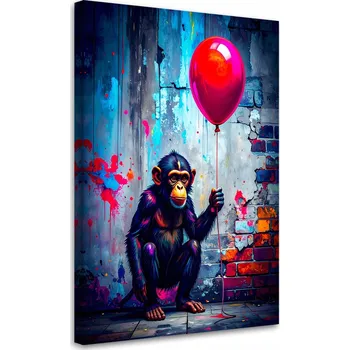 Obraz Mládežnický obraz, Opice s balónkem Graffiti Street Art 40x60