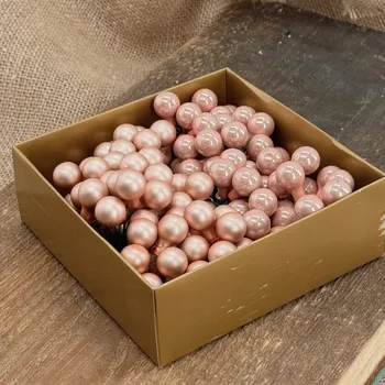 Vánoční dekorace Vánoční Baňky na drátku růžové 2 cm - 144 kusů ve zlaté krabičce
