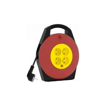 Napájecí kabel KERG Prodlužovací Kabel navíjecí buben kompaktní PZ-4Z/KTS 4 zásuvky 10m 10A H05VV-F