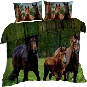 Povlečení 3D Bavlna saténové Povlečení 220x200 cm KŮŇ