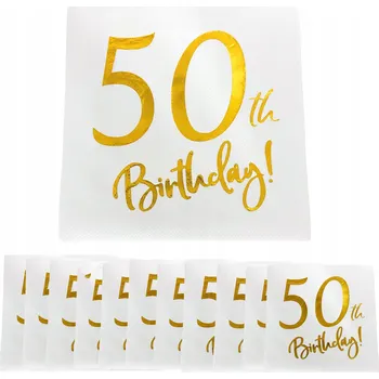 Papírový ubrousek PAPÍROVÉ UBROUSKY K 50. NAROZENINÁM ELEGANTNÍ ZLATÝ NÁPIS 50 LET 12 Ks