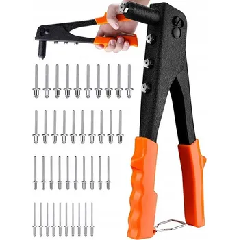 Nýtovací pistole NZ30 RUČNÍ Nýtovačka PRO HLINÍKOVÉ NÝTY, 4 KONCOVKY + SADA 30 NÝTŮ