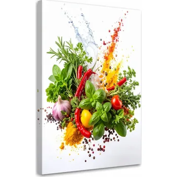 Obraz Obraz do kuchyně jídelny, Bylinky koření zelenina 40x60