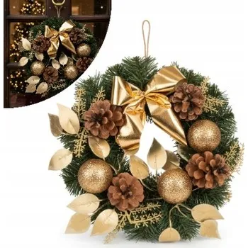 Věnec VÁNOČNÍ VĚNEC NA DVEŘE MALÁ VÁNOČNÍ GIRLANDA DEKORACE ZDOBENÝ 30 cm