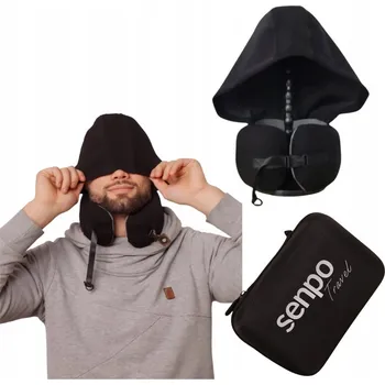 Polštář Pohodlný Cestovní Polštář SENPO Sleep'n'GO! Turistický Černý