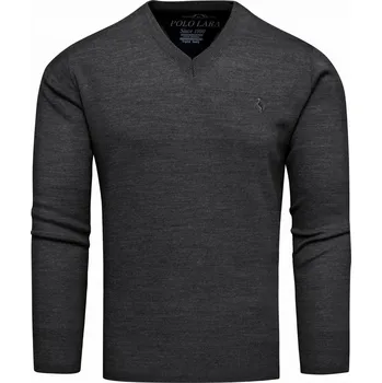 Pánský svetr Recea šedý svetr s výstřihem do V, velikost XXL