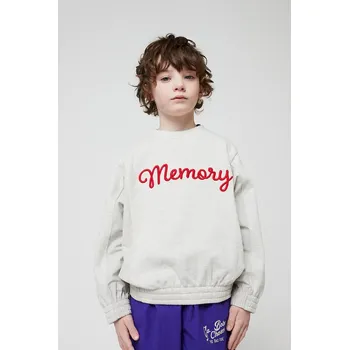 Chlapecká mikina Dětská bavlněná mikina Bobo Choses Memory 225BC005 šedá 09X, vel. 89/98