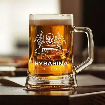 Sklenice Půllitr s pískovaným motivem "RYBAŘINA"