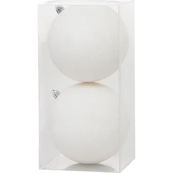 Vánoční dekorace Gule MagicHome Vianoce, 2 ks, biele, na vianočný stromček, 12 cm