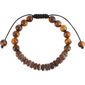 Náramek Bižuterní náramek tygří oko a dřevo 53062.3