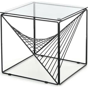 Konferenční stolek Moderní čtvercový konferenční stolek ze skla černý 50x50 cm do obývacího pokoje Intesi