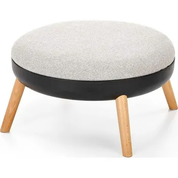 Taburet Čalouněný kulatý taburet Redo Intesi šedý skandinávský křeslo a obývací pokoj dřevo