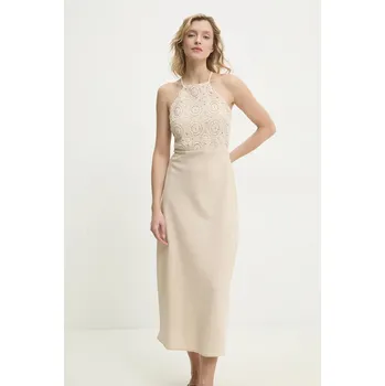 Dámské šaty Lněné šaty Answear.LAB ps9127.fos béžová 80X, vel. L