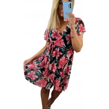 Dámské šaty V903 ŠIFONOVÉ ŠATY S KRÁTÁNÍM K7 vel. 40 (L)