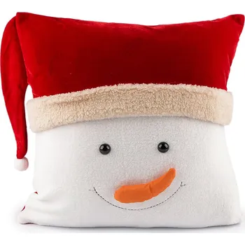 Povlak na dekorativní polštářek Stoklasa Vánoční plyšový povlak na polštář 43x43 cm Sněhulák