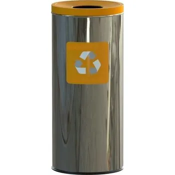Odpadkový koš Meva Nerezový koš na třídění odpadu žlutý 45 l