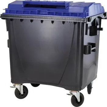 Popelnice Meva Plastový kontejner s plochým víkem 1100 l. papír