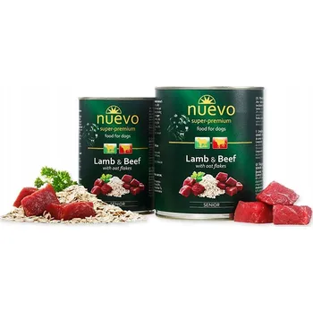 Krmivo pro psa Nuevo Super Premium konzerva Vlhké krmivo pro psy Jehněčí a Hovězí 400g