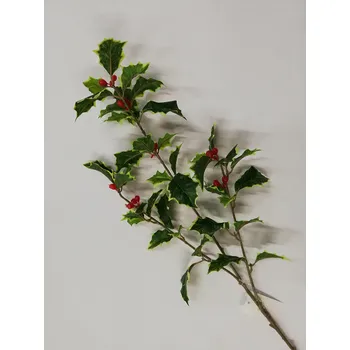 umělá květina Zápich - dekorační umelá větvička cesmína - 68cm