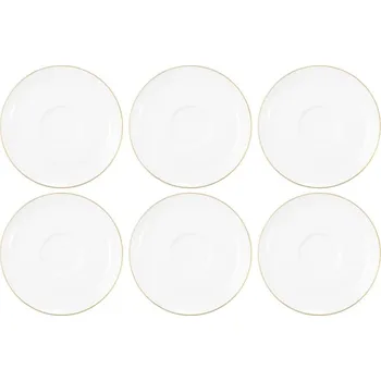 Talíř Sada 6 podšálků 16,5 cm bílá se zlatou linkou porcelán Seltmann