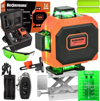 Měřící laser Laserová vodováha 4D, 360° zelený křížový laser, 16 linií