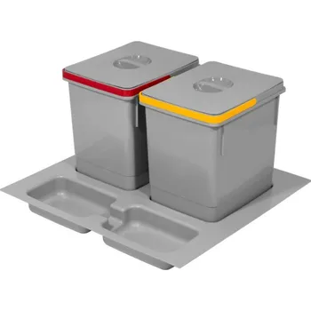 Odpadkový koš Odpadkový koš RUBIO 60, nádoby na tříděný odpad 30 l, šedý AMIX