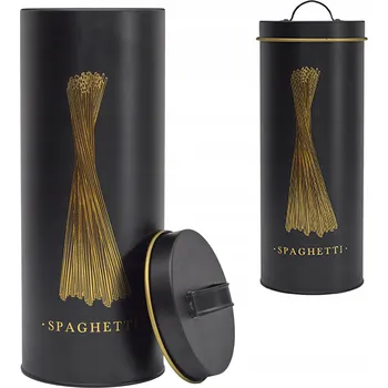 Dóza na potraviny Dóza na těstoviny Oris černo-zlatá kovová 11,2 x 31 cm Elegantní černá