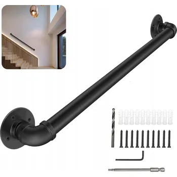 SCHODIŠŤOVÉ ZÁBRADLÍ MADLO KE SCHODŮM ČERNÉ MATNÉ 100 cm