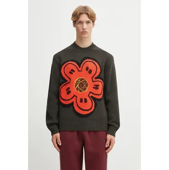 Pánský svetr Vlněný svetr Kenzo Rws Futura Jumper pánský, zelená barva, FF65PU7413CK, L, 87X