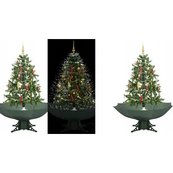 Vánoční stromek Zelený vánoční stromek se sněhem, deštníkový stojan, 140 cm