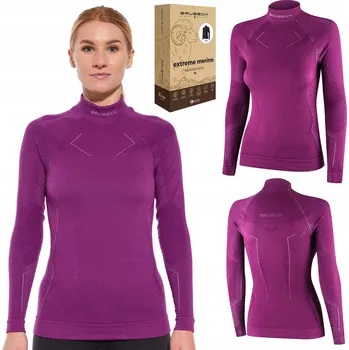 Spodní prádlo s dlouhým rukávem Brubeck EXTREME MERINO DÁMSKÉ růžové vel. S