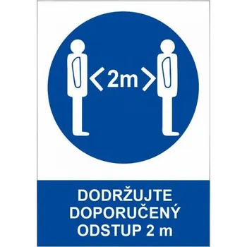 Meva Dodržujte doporučený odstup samolepka 210x297 mm