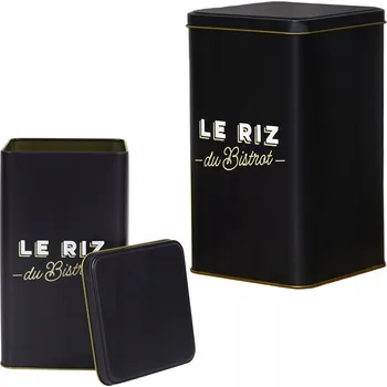 Dóza na potraviny Dóza na mouku Bistrot, černo-zlatá, kovová, 11 x 18 cm Elegantní černá