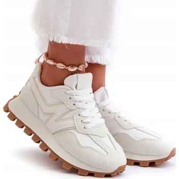 Dámské tenisky DÁMSKÉ SPORTOVNÍ BOTY TENISKY MÓDNÍ NA PLATFORMĚ BÍLÉ 38