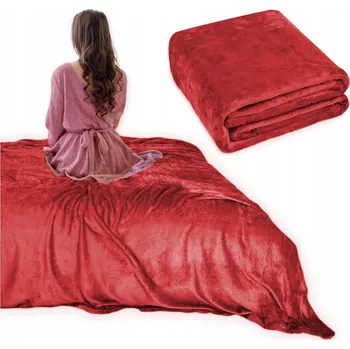 Prostěradlo DEKA přehoz na postel 160x200 MIKROVLÁKNO jednobarevný měkký Juana ČERVENÁ