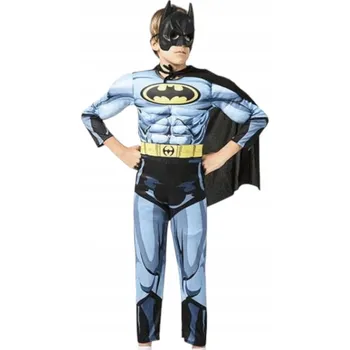 Karnevalový kostým KOSTÝM PRO CHLAPCE PŘEVLEK BATMAN SVALOVÝ OBLEK S PLÁŠTĚM VEL. 110-116